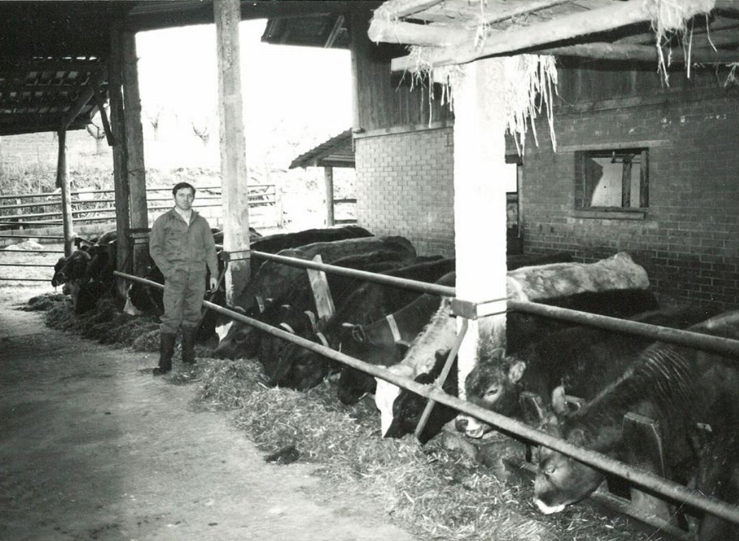 Hans Vock 1983 in dem selbst gebauten Laufstall samt Liegebox und Freilaufgängen, wo die Tiere überwintern. Einst als Provisorium gedacht, ist der Stall heute 50-jährig – wurde aber immer wieder modernisiert. Foto: zVg Hans Vock 1983 in dem selbst gebauten Laufstall samt Liegebox und Freilaufgängen, wo die Tiere überwintern. Einst als Provisorium gedacht, ist der Stall heute 50-jährig – wurde aber immer wieder modernisiert. Foto: zVg