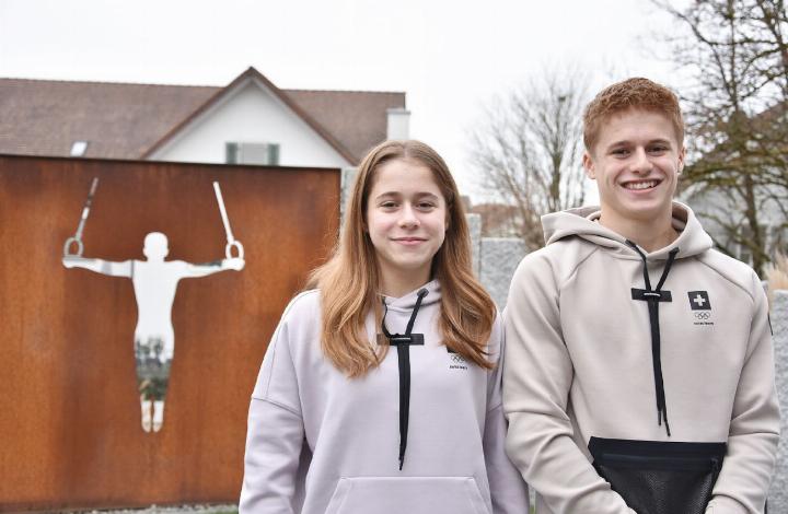 Lia und Ben Schumacher im Trainingsanzug für das EYOF. Foto: bn