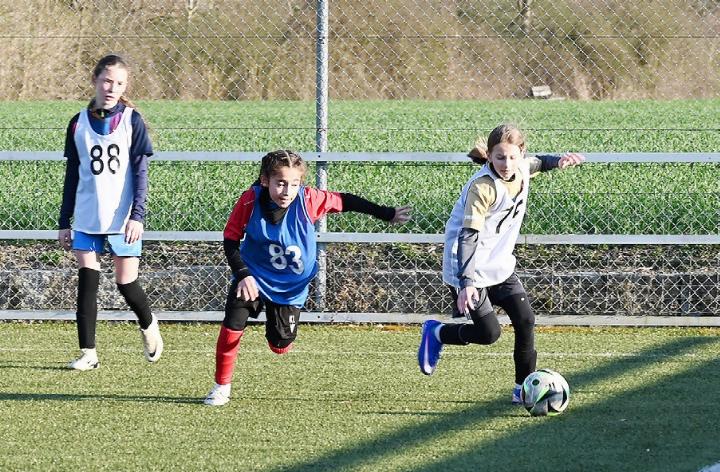 Katarina Laski aus Fislisbach (m.) kämpft um jeden Ball. Foto: sl