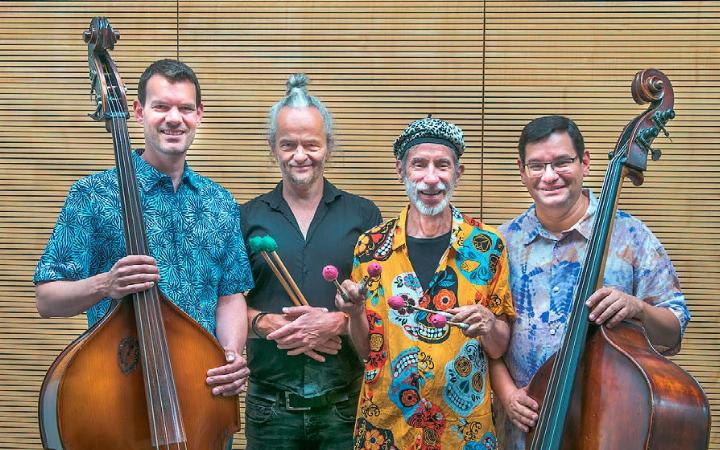 «Joey’s Double Bass Quartet» mit Roberto Koch, Tony Renold, Erich Fischer und Thomas Lähns spielt in Niederrohrdorf «a matter of time». Foto: zVg