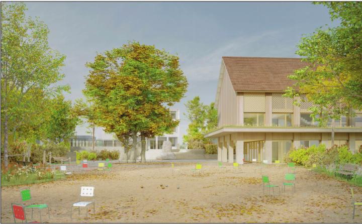 Der geplante Neubau des Gemeindehauses mit Kultursaal im Dachgeschoss gab zu reden. Das Stimmvolk entschied sich aber für diese Variante. Fotos: zVg