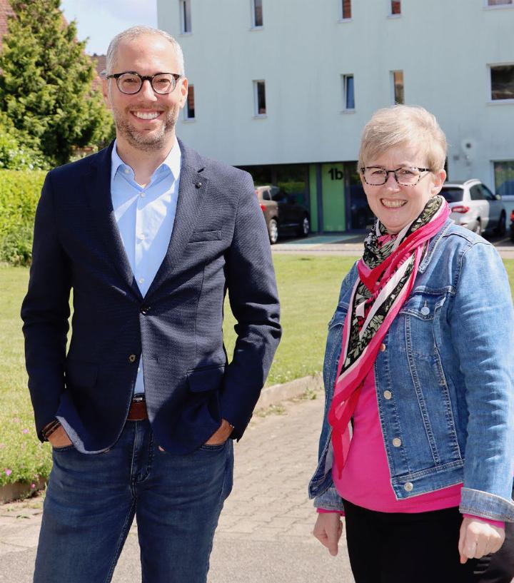Präsident Lukas Fus und Geschäftsführerin Claudia Wippl freuen sich, dass die Spitex Heitersberg Ende 2026 ihren Standort in Mellingen hat. Foto: dg