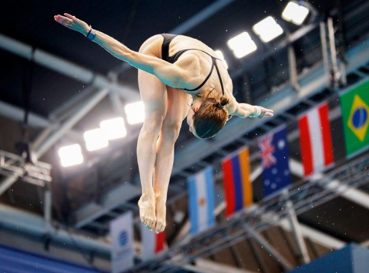 Michelle Heimberg aus Fislisbach gehört offiziell zu den zwölf besten Wasserspringerinnen der Welt. Foto: Patrick B. Krämer/zVg