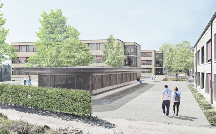 So soll die geplante Schulanlage «Torfmoos» aussehen. Visualisierung: zVg