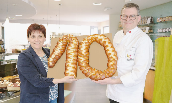 Das Ehepaar Manuela und Martin Meier führt seit 2016 mit viel Herzblut gemeinsam die Bäckerei und Confiserie in Mägenwil und hat sich über die Region hinaus einen Namen gemacht. Das muss gebührend gefeiert werden. Foto: zVg
