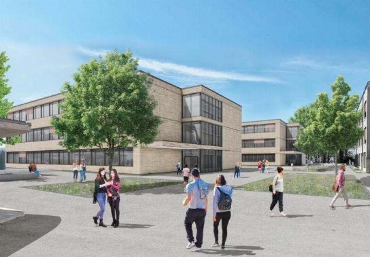 So wird der Neubau «Torfmoos» der Kreisschule aussehen. Visualisierung: zVg So wird der Neubau «Torfmoos» der Kreisschule aussehen. Visualisierung: zVg
