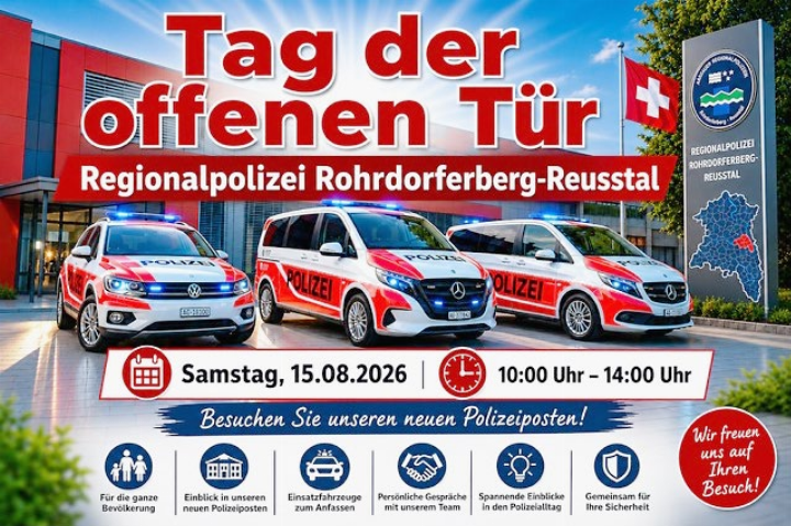 Niederrohrdorf: Tag der offenen Tür am 15. August im Repol-Polizeiposten