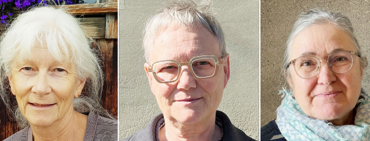 Die drei ausstellenden Künstlerinnen: Ursula Rutishauser, Gabi Weber und Anne Buess (von links). Fotos: zVg